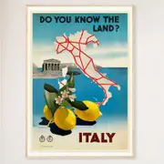 Galrie Italy Vintage Travel Print- Discover the Enchanting Landscapes of Italy Art Décor, Wood Frame, A1 60 x 84cm (23 x 33inch)