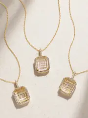 [Mateo] Mateo - Initial 14-karat Gold, Quartz And Diamond Necklace - T T Gold