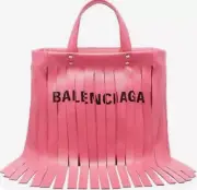 100% Authentic - Balenciaga bag Laundry Fringes XS -pink Leather - Made In Italy