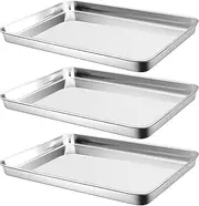 3PCS Large Baking Sheets,15.75x11.81x1.3inch Stainless Steel Baking Pan Tray,Cookie Sheet Baking Sheet,Commercial Grade Professional Bakeware Oven Tray,Bakeware Oven Tray for Baking, Roasting