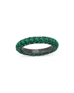 Graziela Gems 18K White Gold & Dark Rhodium Emerald Three Sided Band