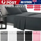 2000TC Ultra soft 4Pcs Single/Double/Queen/King Bed Flat Fitted Sheet Set 2022