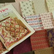 Chocolate and Cherries Quilt Kit 74" x 89" Scrappy Fabrics Red Brown + Backing