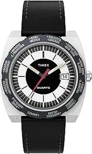 [Timex] Men's TW2V69500 Black Q World Time Ring Reissue Quartz Ananlogue Watch
