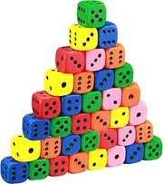 Foam Dice Set 36 Pieces Soft Dice Assorted Colorful Dice Cubes Block of Dice with Number Dots for Boy Girl, Building, Educational Toys, Math Teaching, Pastime, Party Favors and Classroom Supplies
