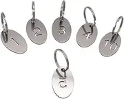 NanTun 304 Stainless Steel Oval Key Tags with Ring 10 pcs, Hollowed Number ID Tags Key Chain, Numbered Key Rings - 1 to 10