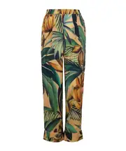 Elastic waist casual pants M Green
