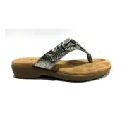 Rialto Womens 11 M Pewter Silver Embellished Flip Flop Sandals NIB XP6
