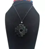 Handmade Unisex Necklace in Inca Chakana Stone Symbol of Connection with Heaven