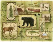 Animal Tile Backsplash Donna Jensen Lodge Art Ceramic Mural DJ039