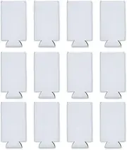 SNERTZ 12 Pack Slim Can Cooler White Blank DIY Sublimation Durable Neoprene Insulated Skinny Beer Seltzer Can Holder Cooler Sleeve Coolies Fits 12oz cans
