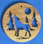 Howling Wolf Christmas Ornament - Hand Cut From Ash