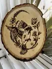 Pyrography wood burning Coaster Cutting Cheese Board Centerpiece Gift Bird