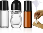 ACOSIY 3 Pcs Glass Roller Bottles for Essential Oils, 30ml Empty Rollerball Bottles with 1 Mini Funnel, Clear Refillable Roller Ball Container, Perfume Roll on Bottles (3 Pcs)
