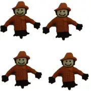 Scarecrow Buttons (4 pcs) - Buttons Galore - Thanksgiving - Craft Sewing Scrap