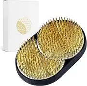 Hanafubuki Sun and Moon Ikebana Kenzan, Made in Japan, Pin Frog Japanese Flower Holder for Floral Arrangement - 3-3/4"x2-1/4(93x59mm) Brass