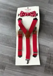 Cat & Jack Little Boys Red Heart Bow Tie Suspender Set