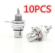 10PCS RCA Female Chassis Panel Mount Jack Socket Connectors Rhodium Plated Plugs