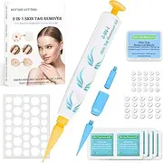 Auto Skin Tag Removal Pen - 2 in 1 Standard and Micro 40Pcs Repair Patches Safe for Small to Large (2mm to 8mm) Sized Skin Tags for Most Body (Automatic white)