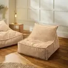 Cadence & Co. Wilde Ribbed Luxe Fleece Bean Bag Lounge Cover Natural Fawn