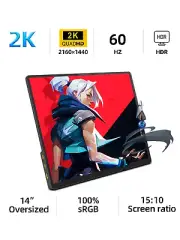 14 Inch Ultra HD Portable Monitor 2K 60HZ for Laptop Xbox PS4 / 5 Switch
