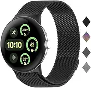 [HAYONLIY] Metal Band for Google Pixel Watch 3 45 mm (2024),Stainless Steel Magnetic Mesh Replacement Strap for Men