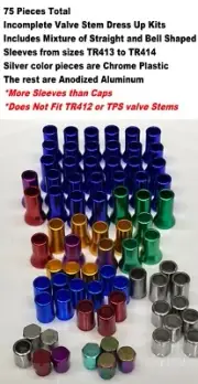 75PC Mixed TR413/TR414 Valve Stem Dress Up Various (Odd) Pieces