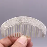 Solid S999 Fine Silver 999 Comb Dragon Phoenix Hair Care Comb 39-40g 3.3inch