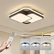 ORANOOR Modern LED Ceiling Light Fixture, Dimmable Black Flush Mount Ceiling Light with Remote, 60W Upgraded Square Bedroom Ceiling Lamp LED Chandelier for Living Room Kitchen Hallway,15.7''