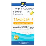 Nordic Naturals, Omega-3, Lemon, 60 Fish Gelatin Soft Gels (345 mg per Soft Gel)