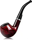 Joyoldelf Tobacco Pipe, Classic Smoking Pipe with Foldable Pipe Stand, Bent Toba