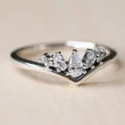 New Pandora Ring Pear Marquise Wishbone Size 199109C01 W Hinged Box