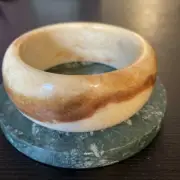 Excellent Untreated Natural Jade Bangle 59 Mm Yellow Mountain Scenery