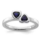 Sterling Silver Stackable Lab Created Sapphire Double Heart Ring Size 10