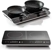 Quest 35840 Digital Double Induction Hob & Hot Plate / 10 Temperature Settings from 60-240°C/Touch Control with LED Display/Automatic Overheat Protection / 2800W