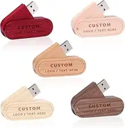 Custom USB Flash Drive, Personalized Wooden Swivel USB 2.0 Memory Stick Thumb Drive, Ideal for Corporate Gifts, Promotional Giveaways, Photography & Music Studios and Non-Profits (512 MB,100PCS)