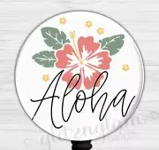 Aloha Badge Holder, Tropical Hibiscus Badge Reel, Hawaiian Retractable GG6577