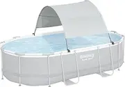 [Bestway] Flowclear Pool Canopy for 6' 11" to 11' 2" Above Ground Outdoor Oval or Rectangular Swimming Pools with UPF 40 Plus Sun Protection, Gray