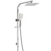 Brushed Nickel Silver Square Twin Shower Set 8/12" Rain Head 3 Modes Handheld Silding Rail Arm