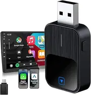 Wireless CarPlay Adapter for Apple, Wireless CarPlay Android Auto 2 in 1 Adapter, Plug and Play Low Latency Mini Wilreless Carplay for Cars from 2016 and iOS 12+ / Android 11+