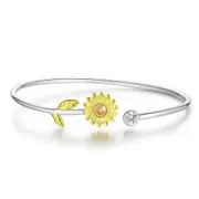 Silver plating Gold Color Adjustable Sunflower Cuff Bangle Bracelet for Women Jewelry