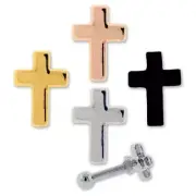 16G BLACK RAINBOW STEEL CROSS LABRET TRAGUS EAR CONCH HELIX DAITH RING STUD
