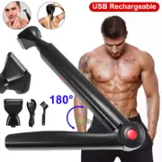 Electric Back Hair Shaver For Men Long Handle Full Body Razor USB Rechargeable