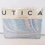 NEW VTG Utica by JP Stevens Twin Fitted Sheet No Iron Percale Blue Pink Pastel