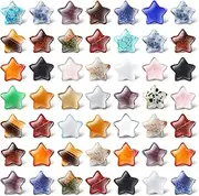 50 Pcs Star Shaped Crystals Rock Bulk 0.8 Inch Small Polished Assorted Worry Stones Mini Gemstones for Meditation Energy Reiki Mood Balancing DIY Little Amethyst Jewelry Gifts