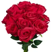 12 PCS Rose Artificial Silk Flowers, Fake Roses with Long Stems Realistic Fau...