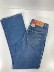 Levis 726 Flare Jeans Girls 12 26X28 Blue Denim Stretch Adjustable High Rise NWT