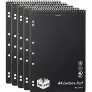 Spirax P905 Lecture Pad Book Spiral Bound Top Open 140 Page A4 Black 5 Pack