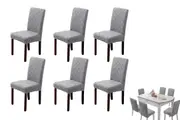 6pcs Chair Cover Universal Fitted Jacquard Seat Protector Cover for Party Home Kitchen Decor-Light gray