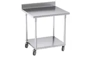 SOGA 80cm Commercial Catering Kitchen Stainless Steel Prep Work Bench Table with Backsplash and Caster Wheels